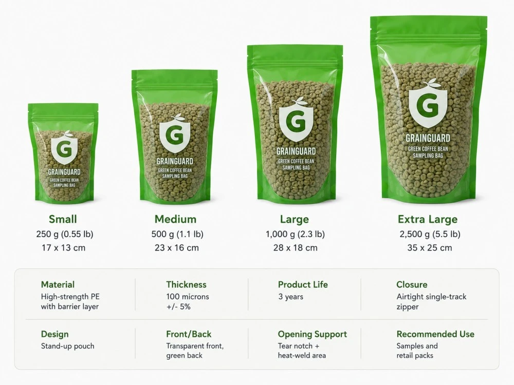 Green Coffee Bean Sampling Bag